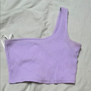 SHEIN Purple Ribbed Asymmetrical Crop Tank Top